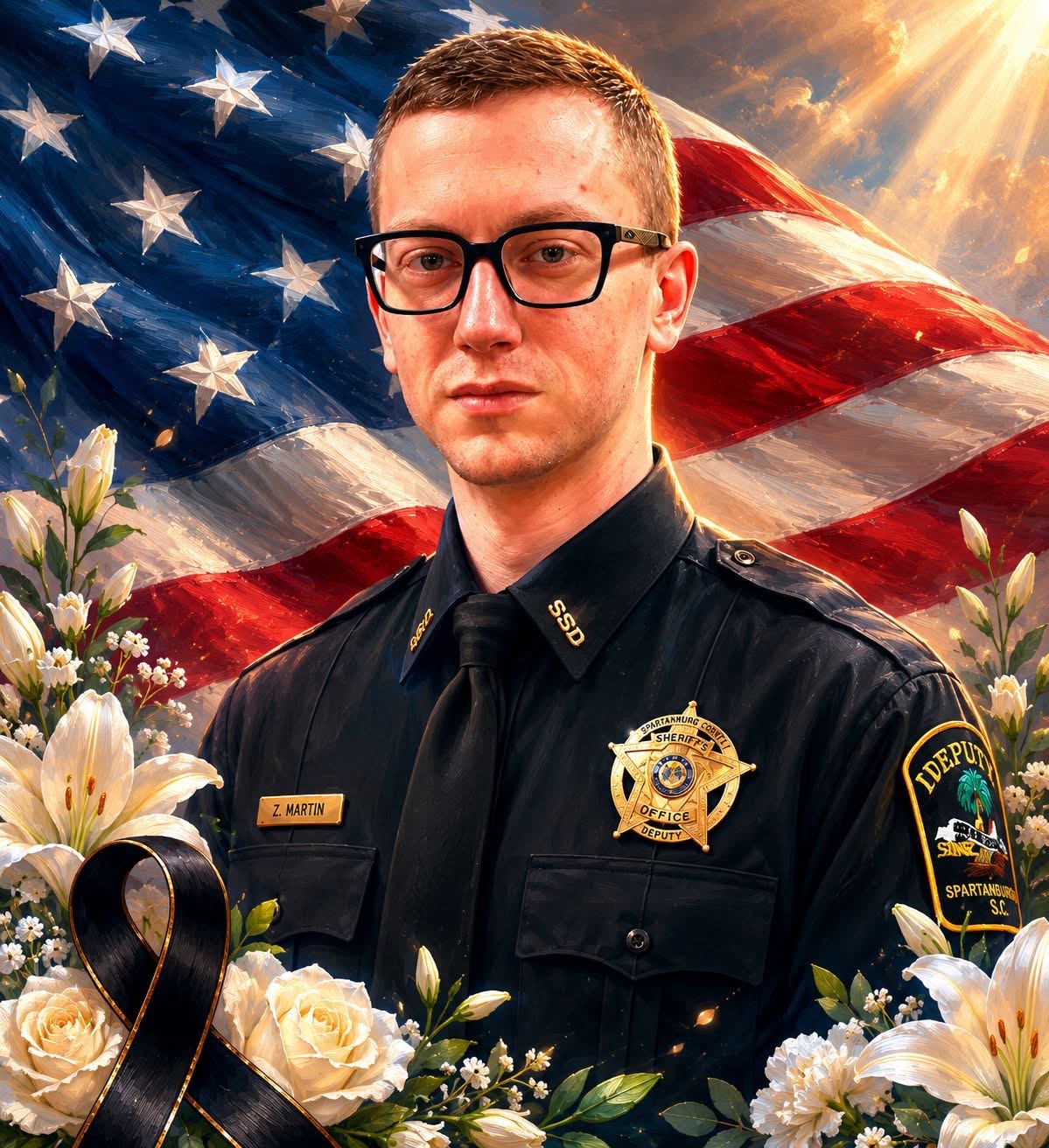 Memorial portrait of Deputy Tyler Martin